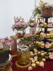 Custom sweet table designed by Dezzie Bakery for a celebration
