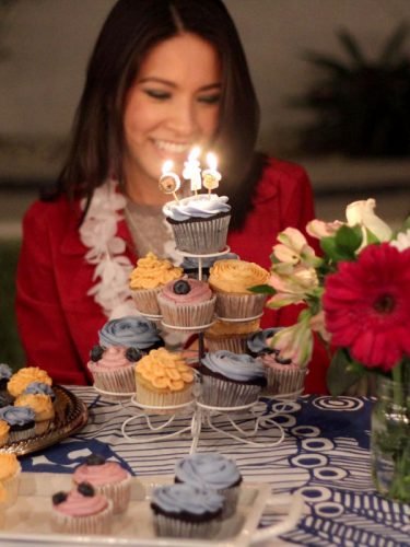 Small Cupcake tower for a birthday celebration designed by Dezzie Bakery
