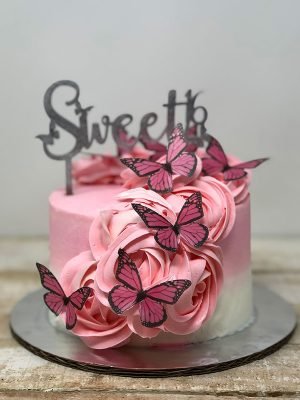 Pink butterfly cake